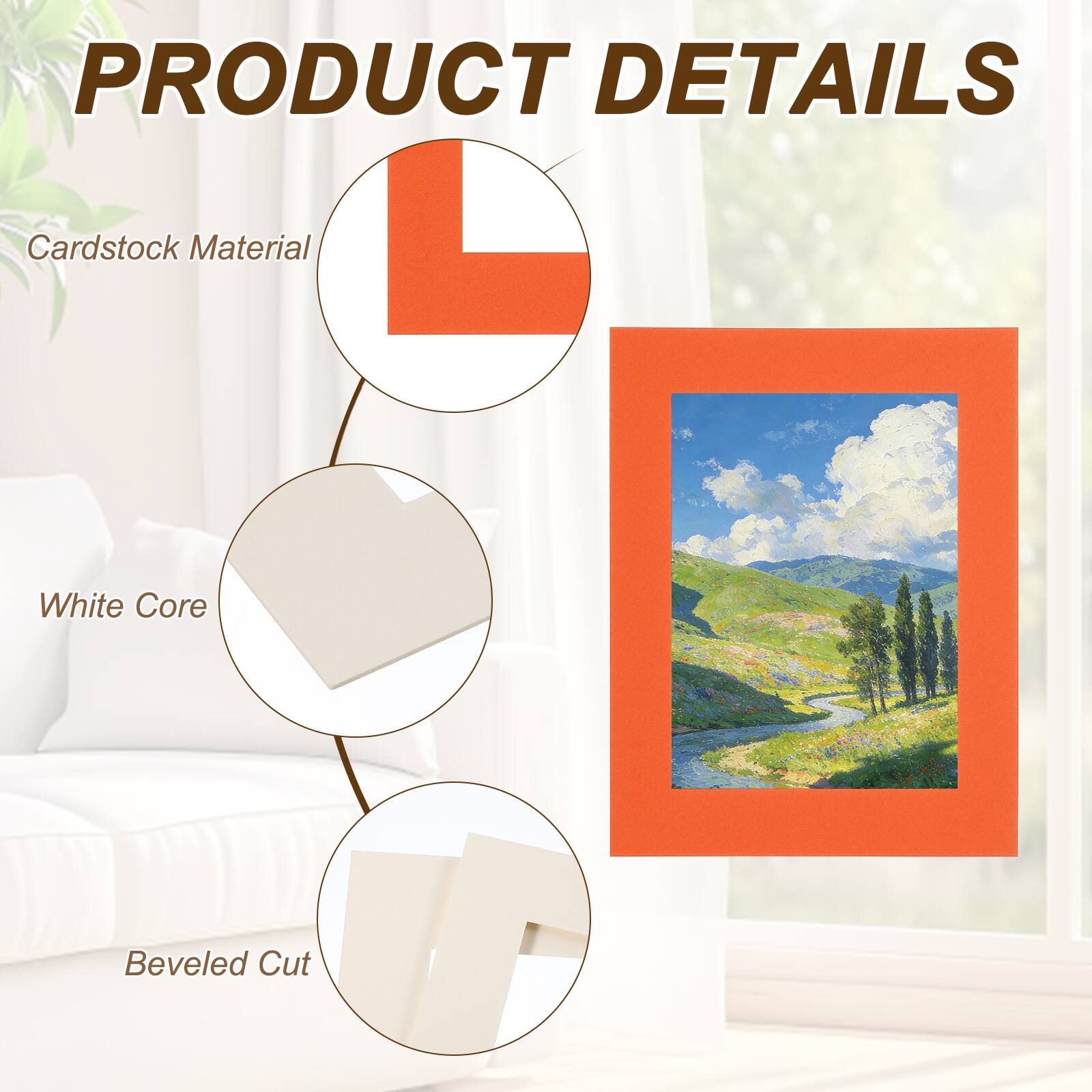 PRODUCT DETAILS  
- Cardstock Material  
- White Core  
- Beveled Cut
