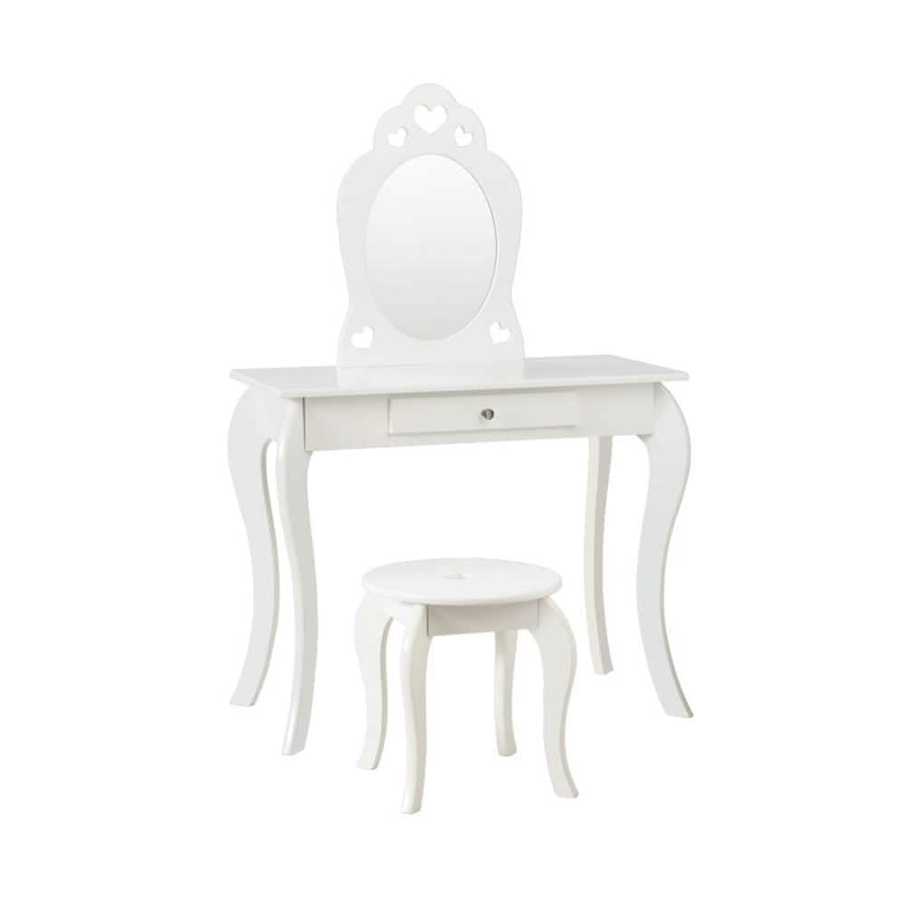 Pefilos - Kids Princess Makeup Dressing Play Table Set with Mirror - Girls Vanity for Girls Kids - White