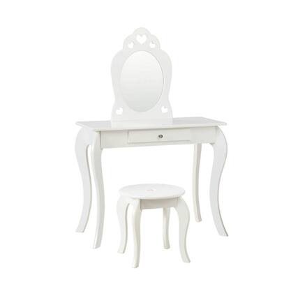 Front. Pefilos - Kids Princess Makeup Dressing Play Table Set with Mirror -White, Girls Vanity for Girls Kids - White.