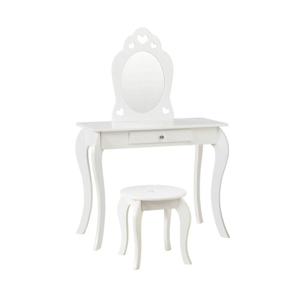 Front. Pefilos - Kids Princess Makeup Dressing Play Table Set with Mirror -White, Girls Vanity for Girls Kids - White.