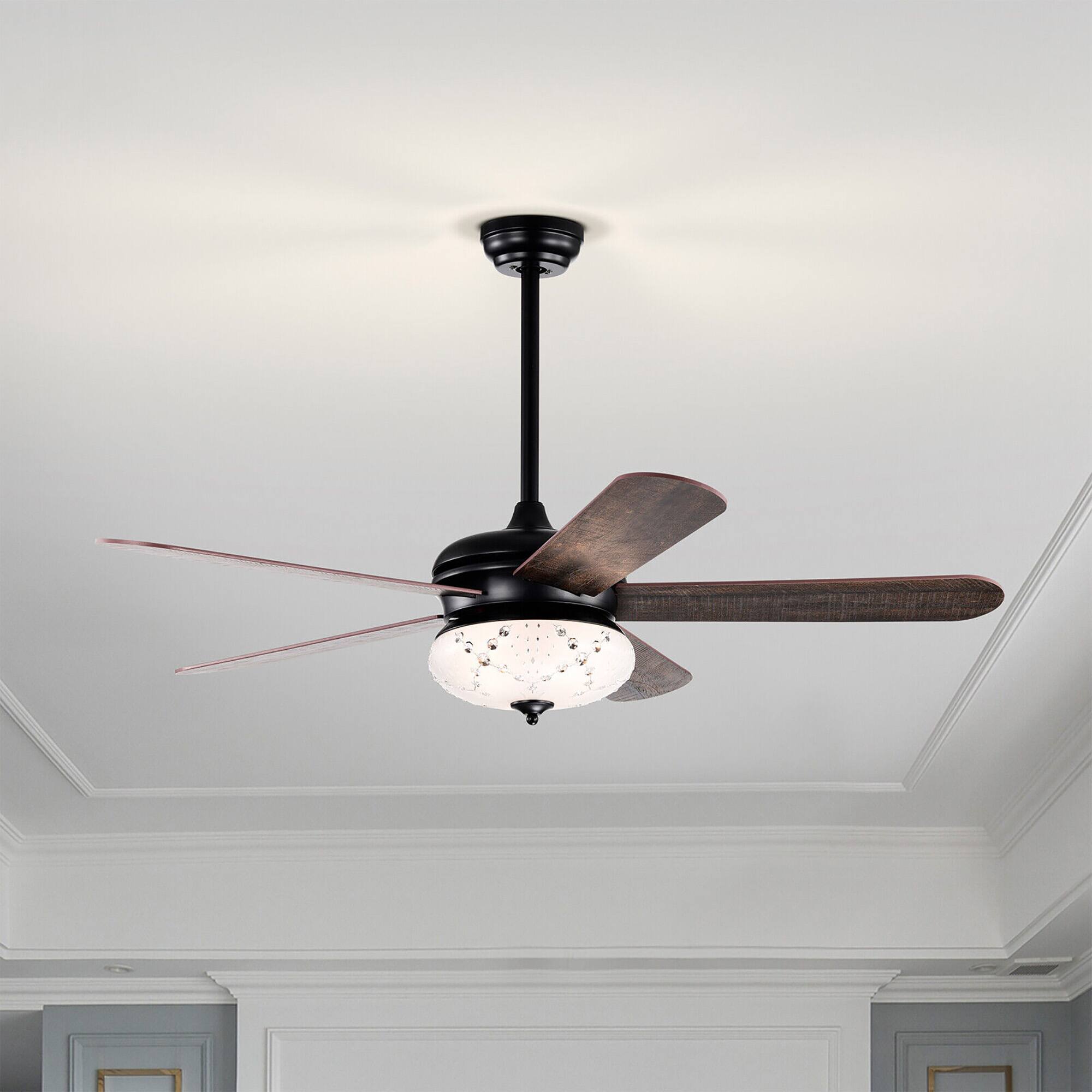 Alt View 3. Gymax - Gymax 52'' Retro Ceiling Fan w/ Remote Control 3 Wind Speeds & 5 Reversible Blades Black - Black.