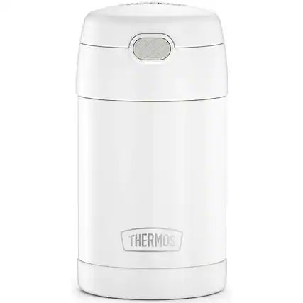 Front. Thermos - Thermos 16 oz. Kid's Funtainer Stainless Steel Insulated Food Jar - White - White.
