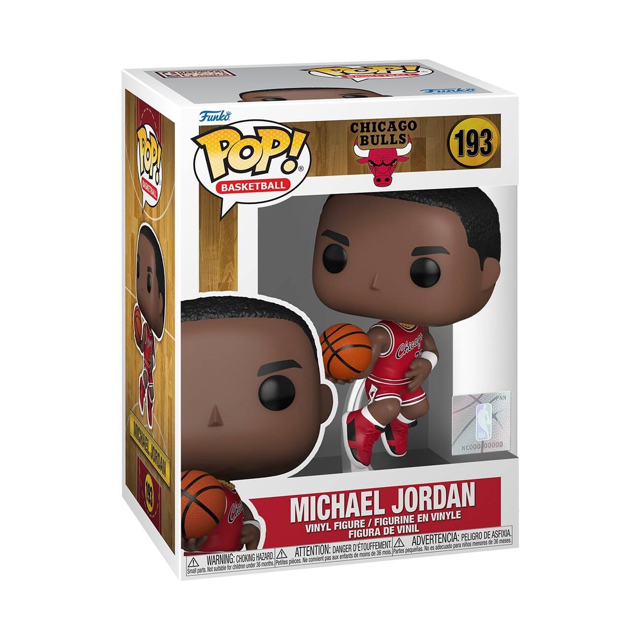 A FOp FIh Funko CHICAGO BULLS 193 1 : TOP! S BASKETBALL Ch PAN CODD 00000 MICHAEL JORDAN FIGURINE EN VINYLE FIGURE / VINYL FIGURA DE VINIL ADVERTENCIA: PELIGRO DE ASFIXIA A la manores 9 3 mees ATTENTION: DANGER I 'TOUFFEMENT Partes pequetas 1 d afeuado 301 - n a 3 nos CHOKING HAZARO convient 3  antunts WARNING: nds 3 months Petites piec M a sbbe I chitren Seal 