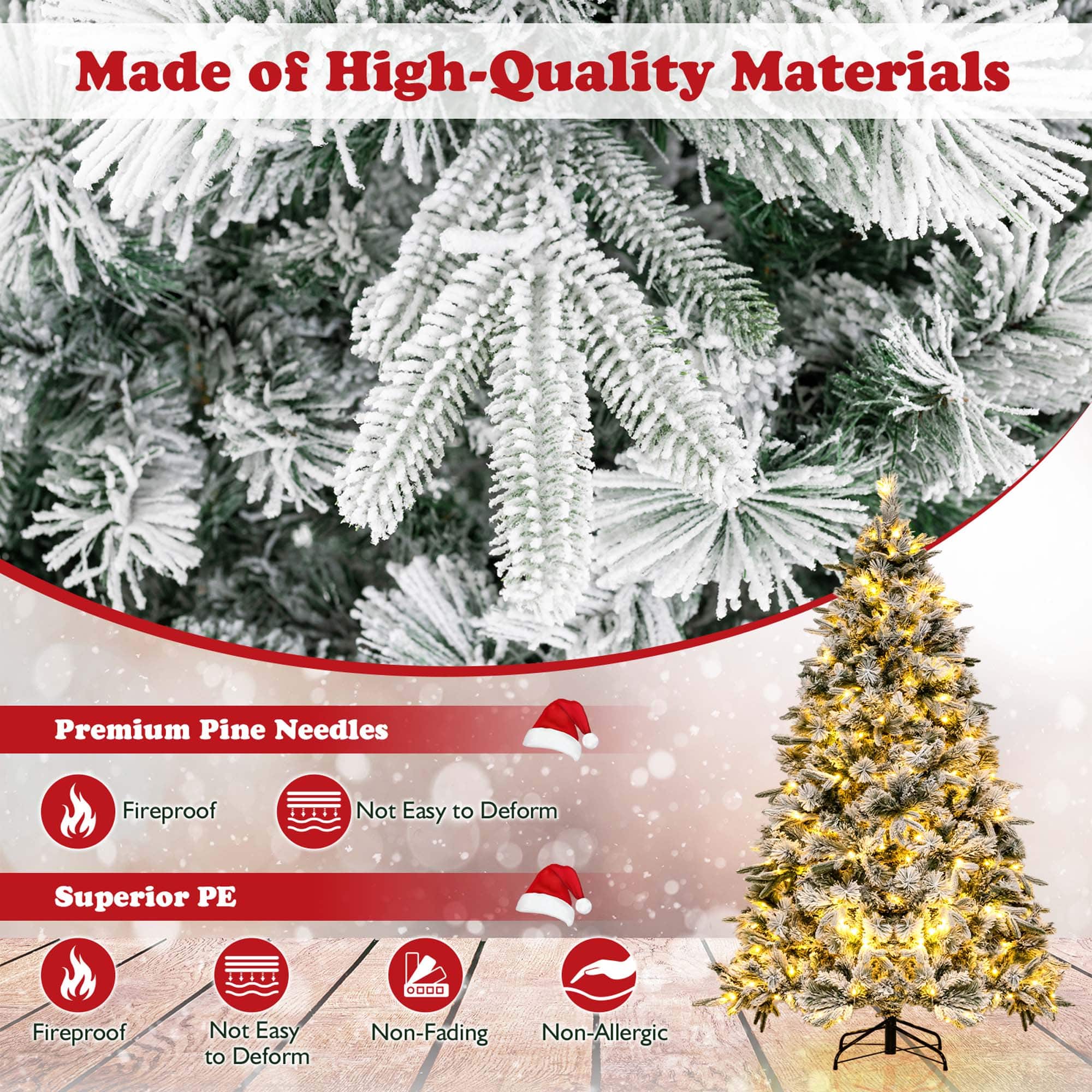 Made of High-Quality Materials Premium Pine Needles Fireproof Not Easy to Deform Superior PE 6000 Fireproof Not Easy to Deform Non-Fading Non-Allergic