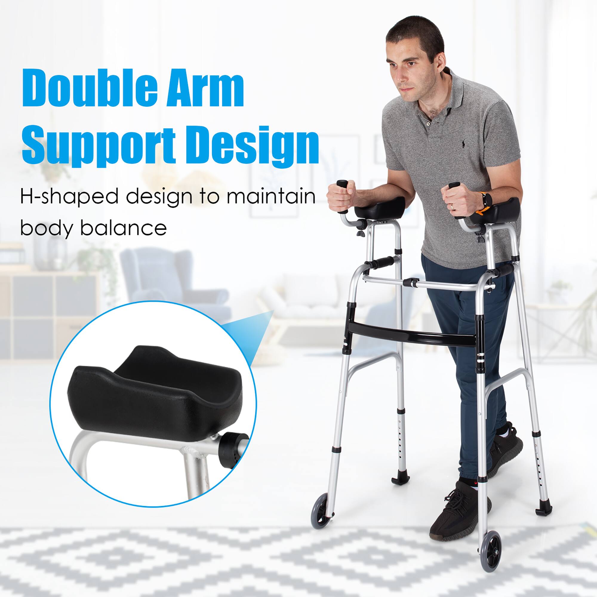Double Arm Support Design
H-shaped design to maintain body balance
