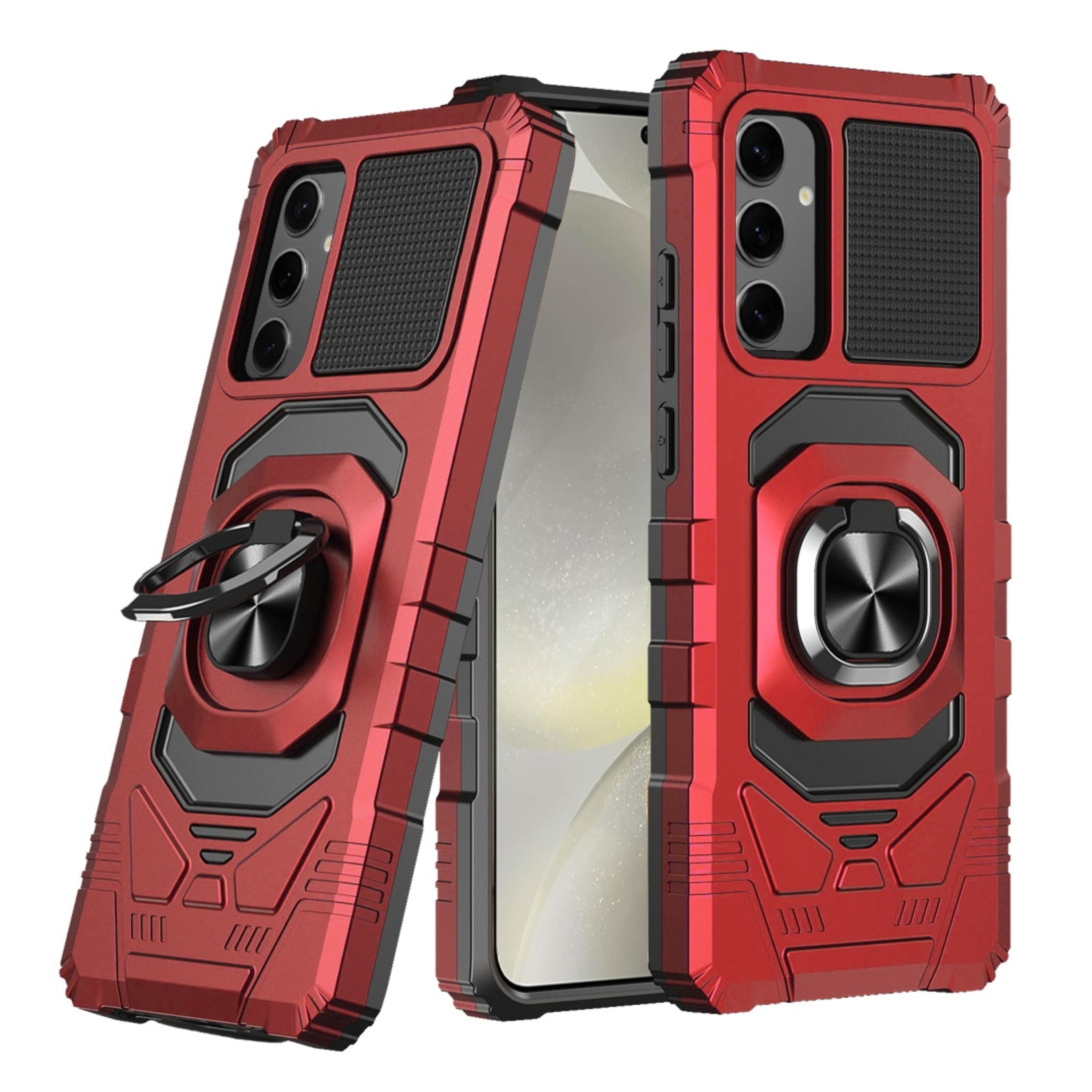 Kitcheniva - Shockproof Two Layer Magnetic Ring Stand With Tempered Glass For Samsung Galaxy S25+/S24+ - Red price history on PriceWatchPro