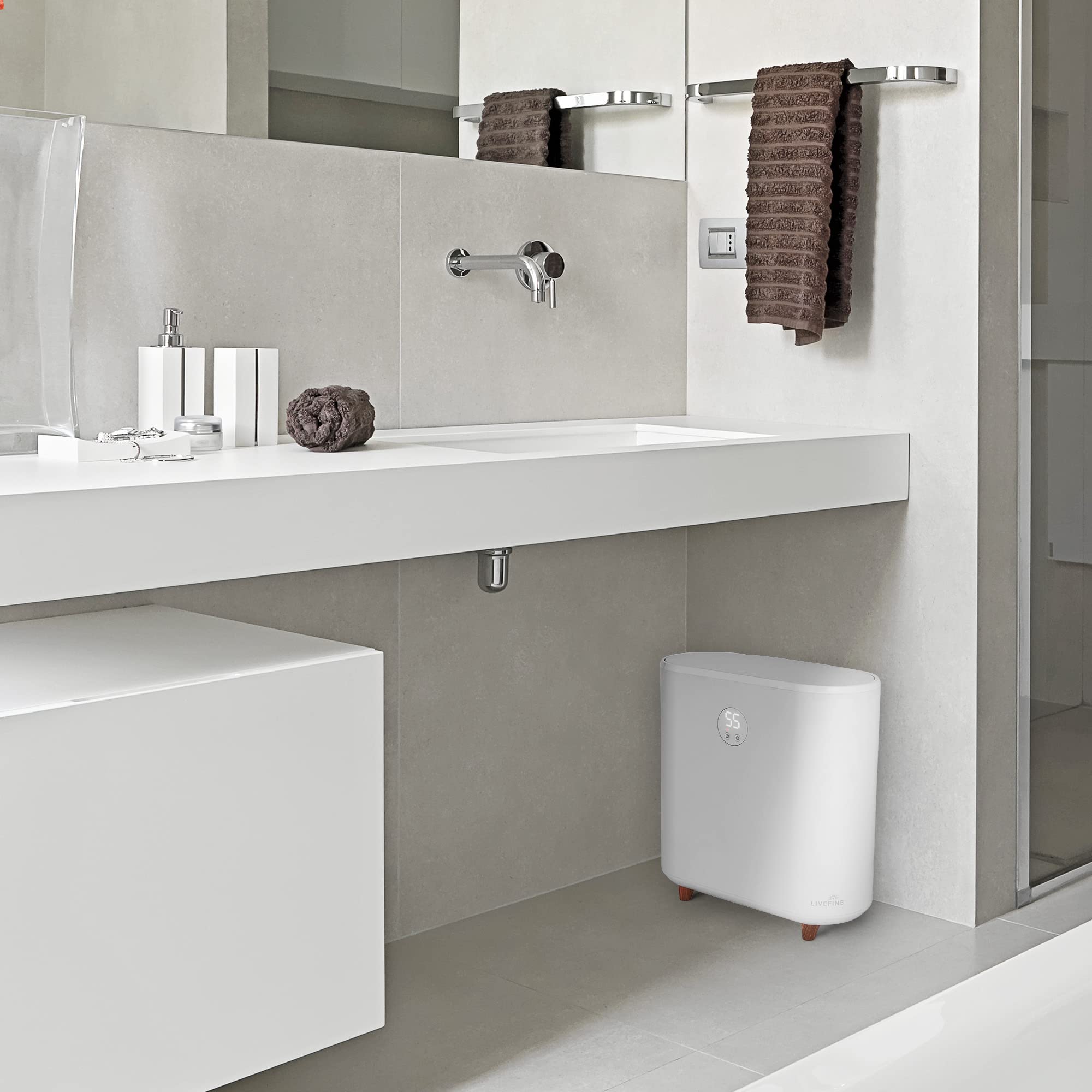 Alt View 2. LiveFine - Towel Warmer, Large Bucket Style Heated Towel Warmer, Fits 40”x70” Towels - White.