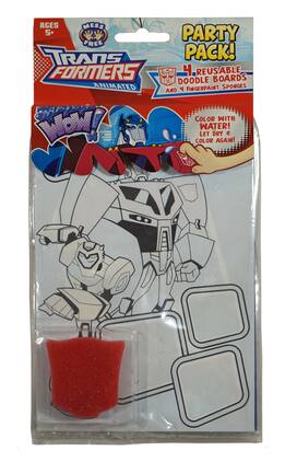Red - Transformers Animated Reusable Doodle Boards & Fingerpaint Sponges - Contains 4 Reuseable Doodle Boards - Multi