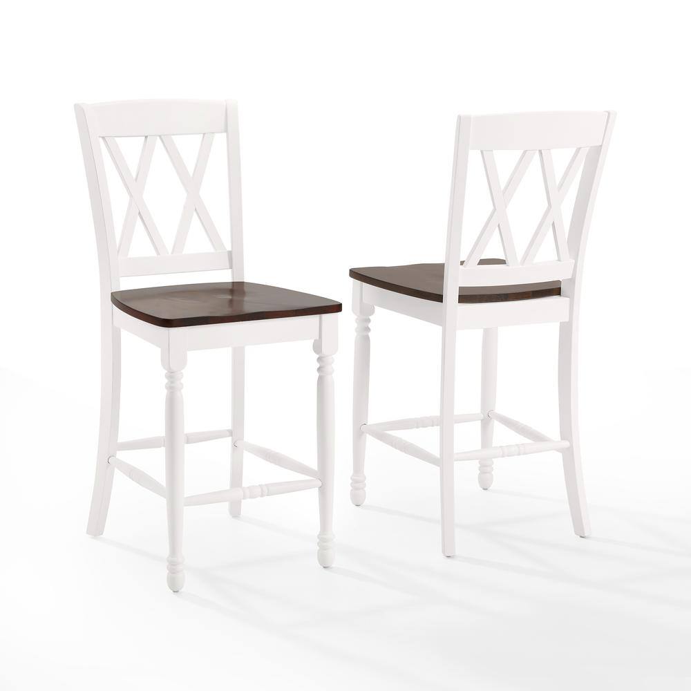 Alt View 1. Crosley Furniture - Shelby 2-Piece Counter Height Bar Stool Set - 2 Stools - Distressed White.