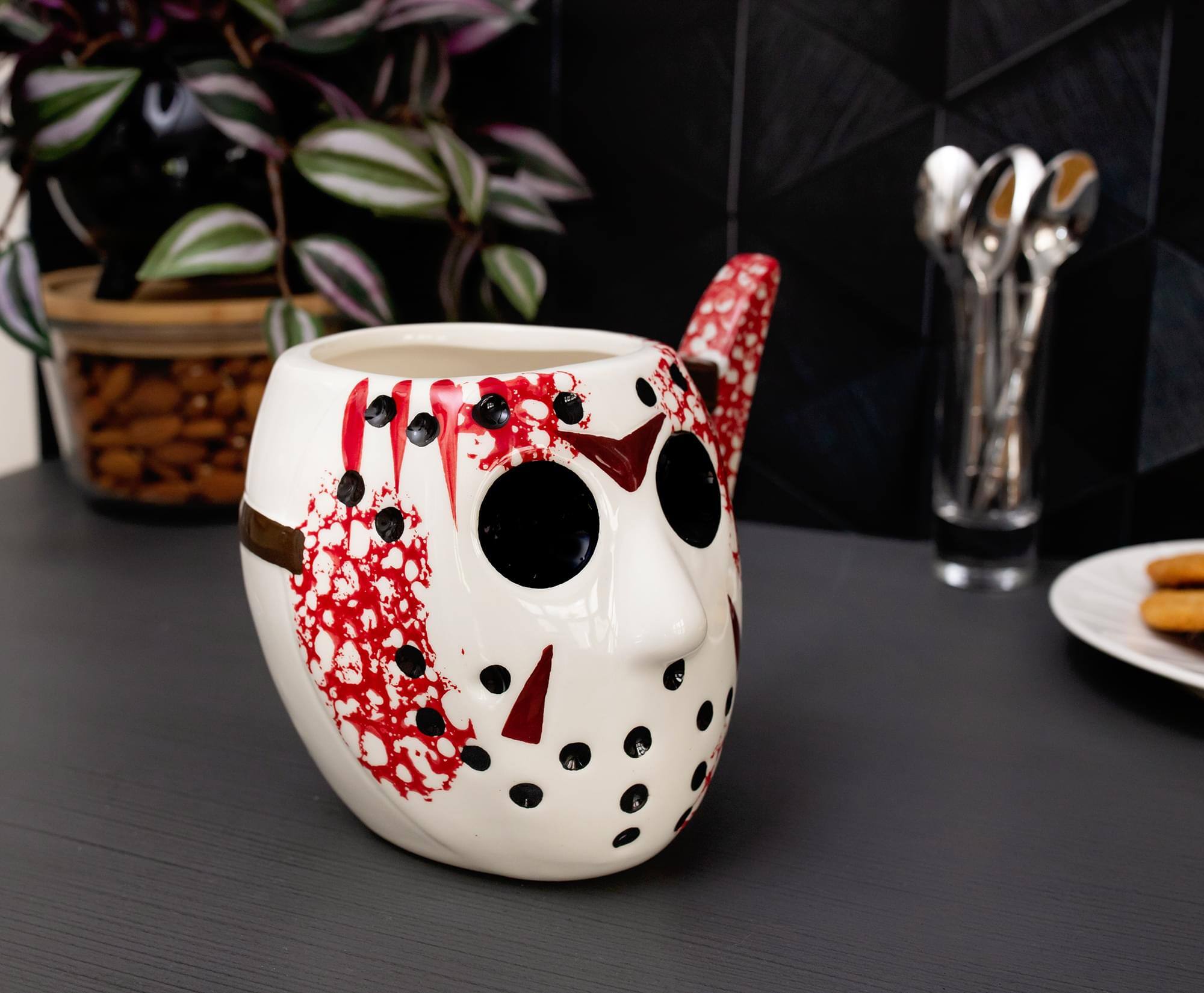 Alt View 4. Silver Buffalo - Friday the 13th Jason's Mask 3D Sculpted Ceramic Mug | Holds 20 Ounces - White.