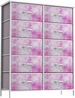 Sorbus - Dresser with 10 Drawers - Storage Unit Organizer Chest for Clothes - Bedroom, Room, Nursery, & Closet - Tie dye pink