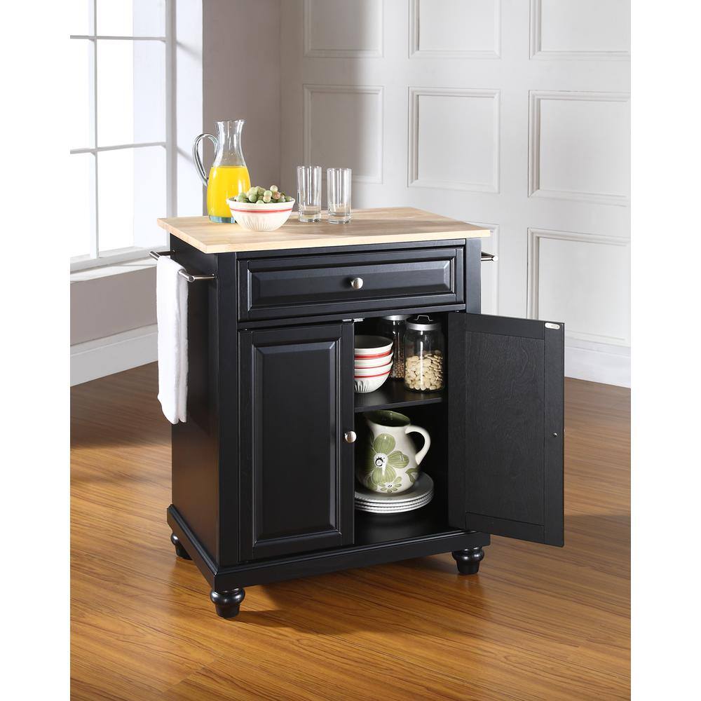 Angle. Crosley Furniture - Cambridge Wood Top Portable Kitchen Island/Cart - Black.
