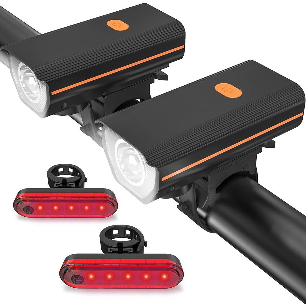 Front. RTMB - Rechargeable Bike Lights – Ultra Bright Headlight & Taillight, Black.