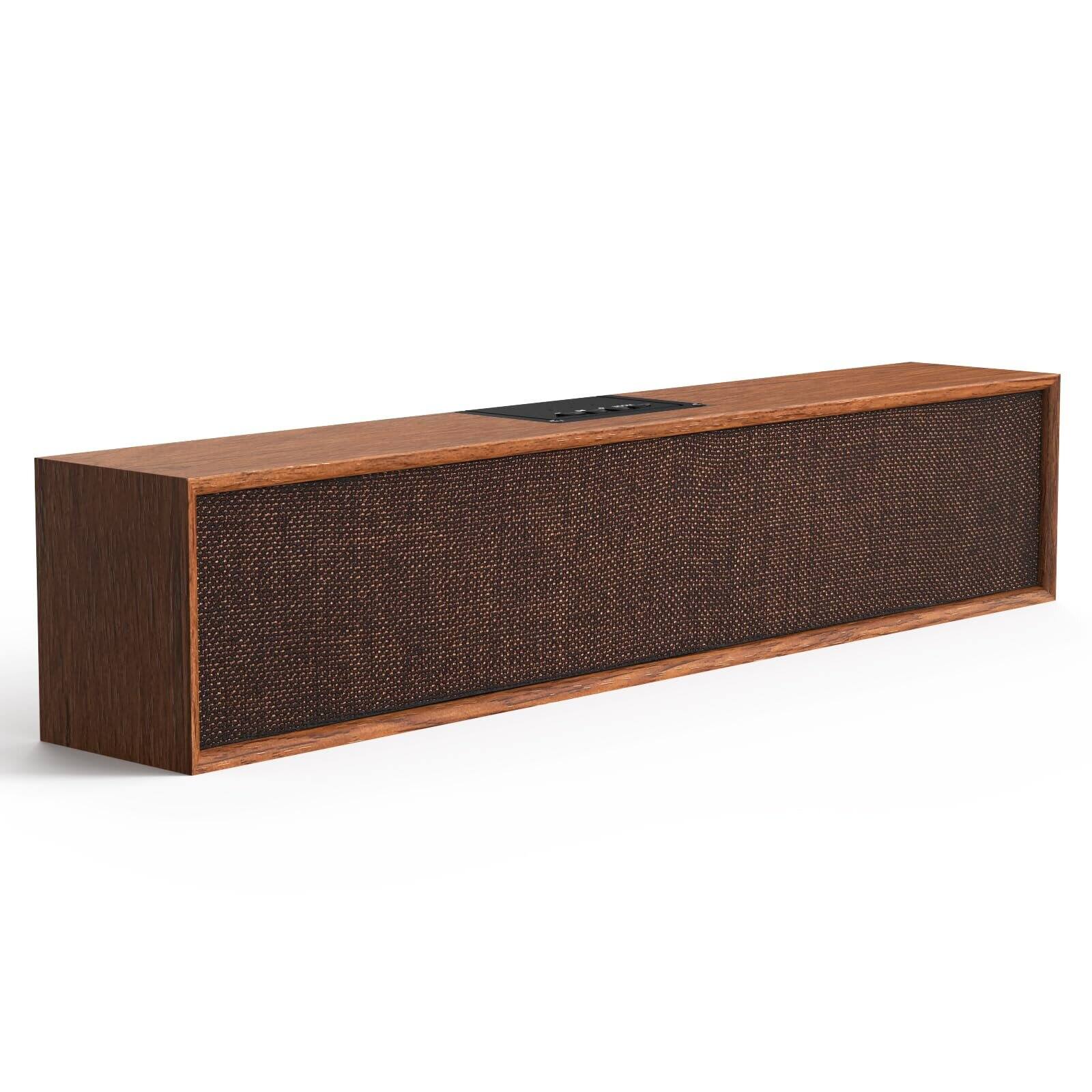 Front. Dazzed Corner - Computer Speakers,Wooden Sound Bar - Brown.