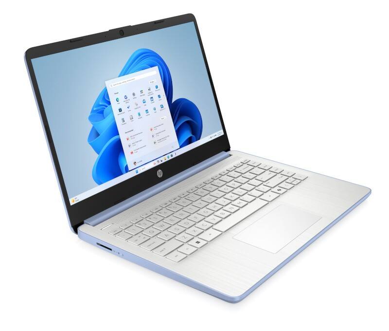 Left. HP - HP 14 Everyday Value Laptop 14.0 HD HD Display (Intel Celeron N4500, 16GB DDR4, 1TB PCIe SSD, Win 11 Pro) - Sky Blue.