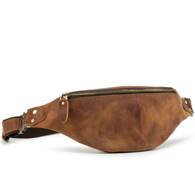 Steel Horse Leather - Wagner Leather Waist Bag | Full Grain Leather Fanny Pack - Brown