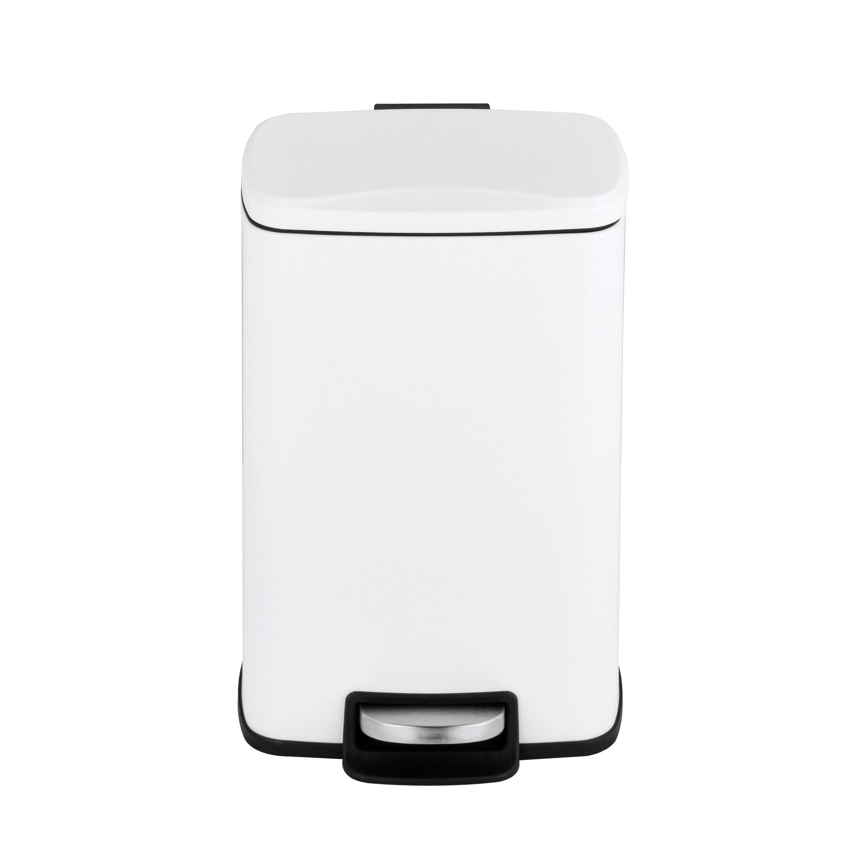 Angle. Innovaze - 1.3 Gal./5 Liter Rectangular Matt White Step-on Trash Can for Bathroom and Office - White.