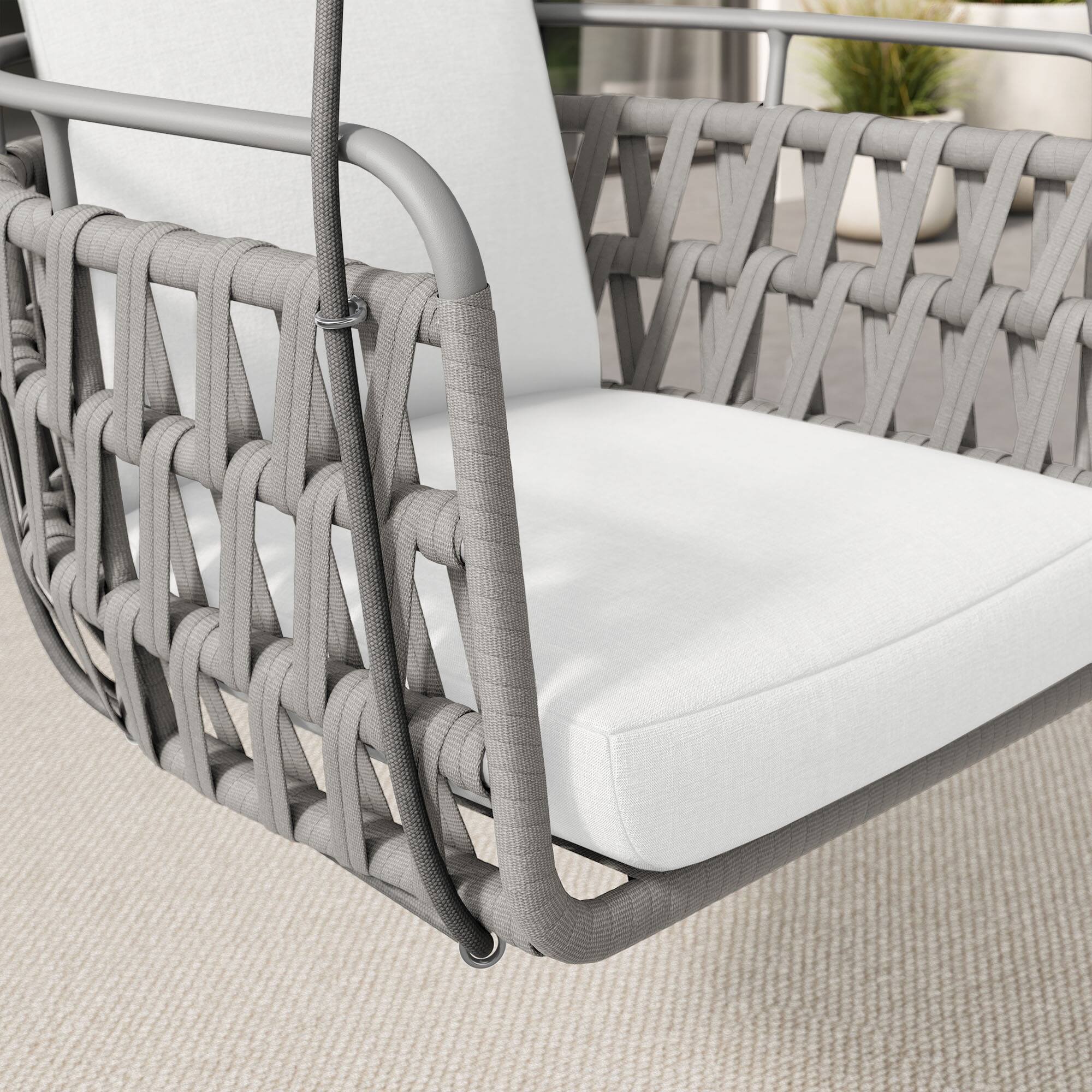 Alt View 2. Modway - Kaliah Outdoor Patio Aluminum Swing Chair by Modway - Light Gray White.