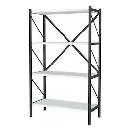 Gymax - 4-Tier Bookshelf Industrial Bookcase w/Heavy-Duty Metal Frame for Living Room - White