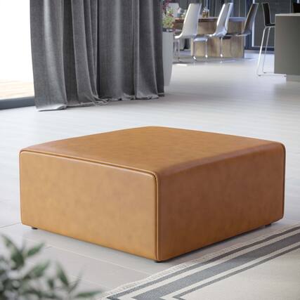 Front. Modway - Mingle Vegan Leather Ottoman by Modway - EEI-4624-TAN.