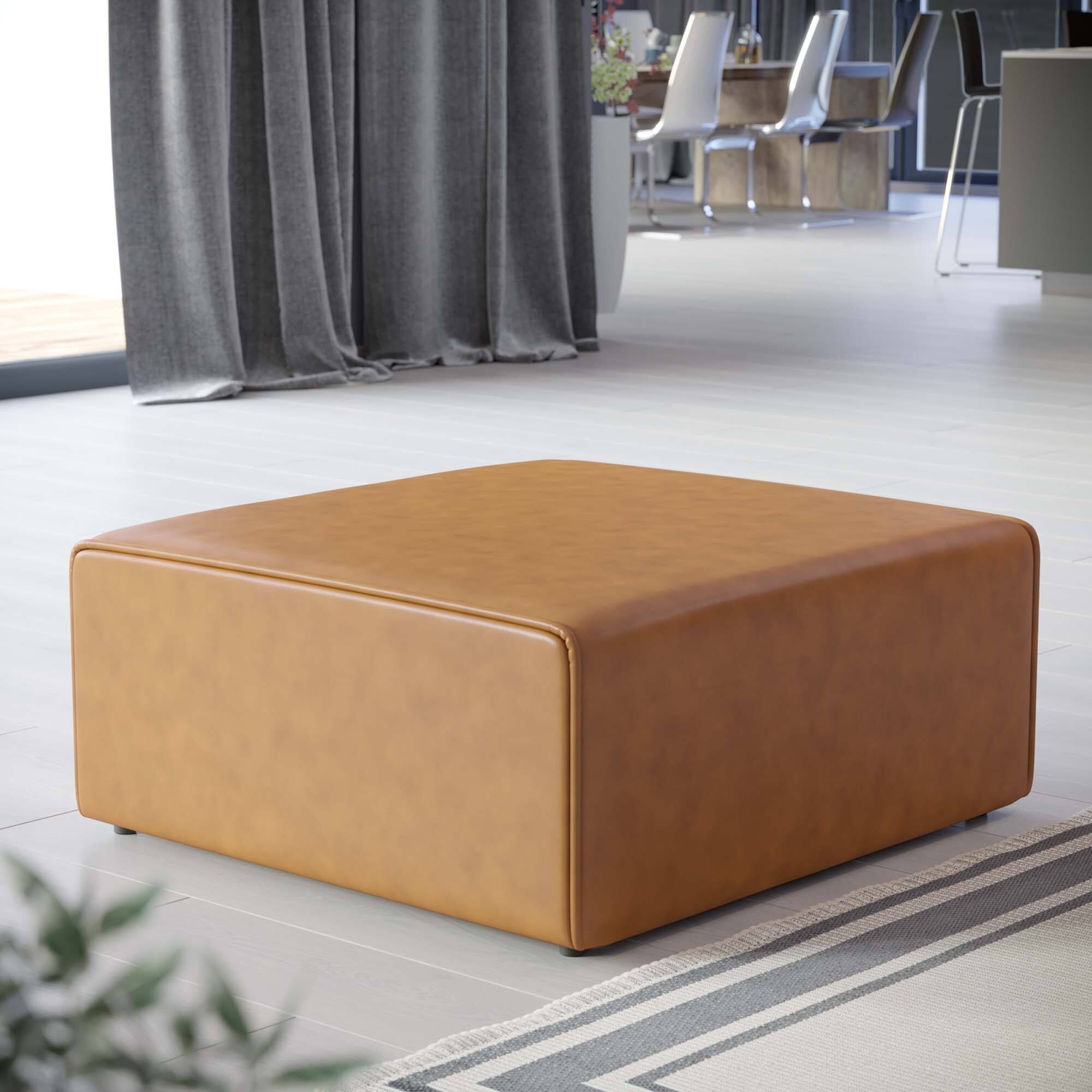 Front. Modway - Mingle Vegan Leather Ottoman by Modway - EEI-4624-TAN.