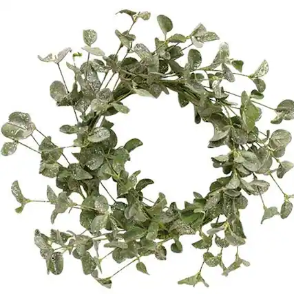 Front. BreeBe - Sparkle Silver Dollar Leaves Wreath 22" - Multi.