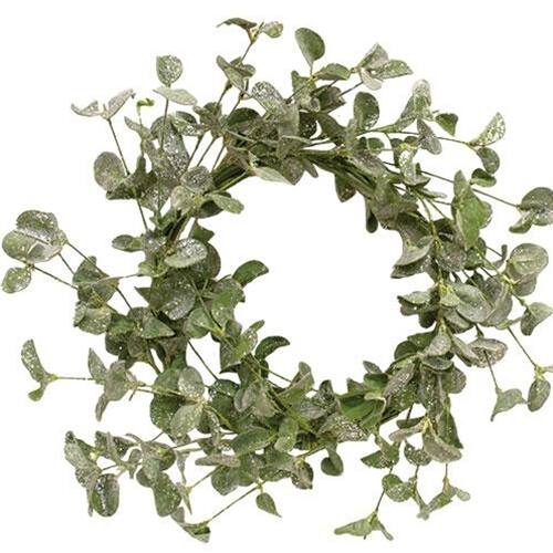 Front. BreeBe - Sparkle Silver Dollar Leaves Wreath 22" - Multi.