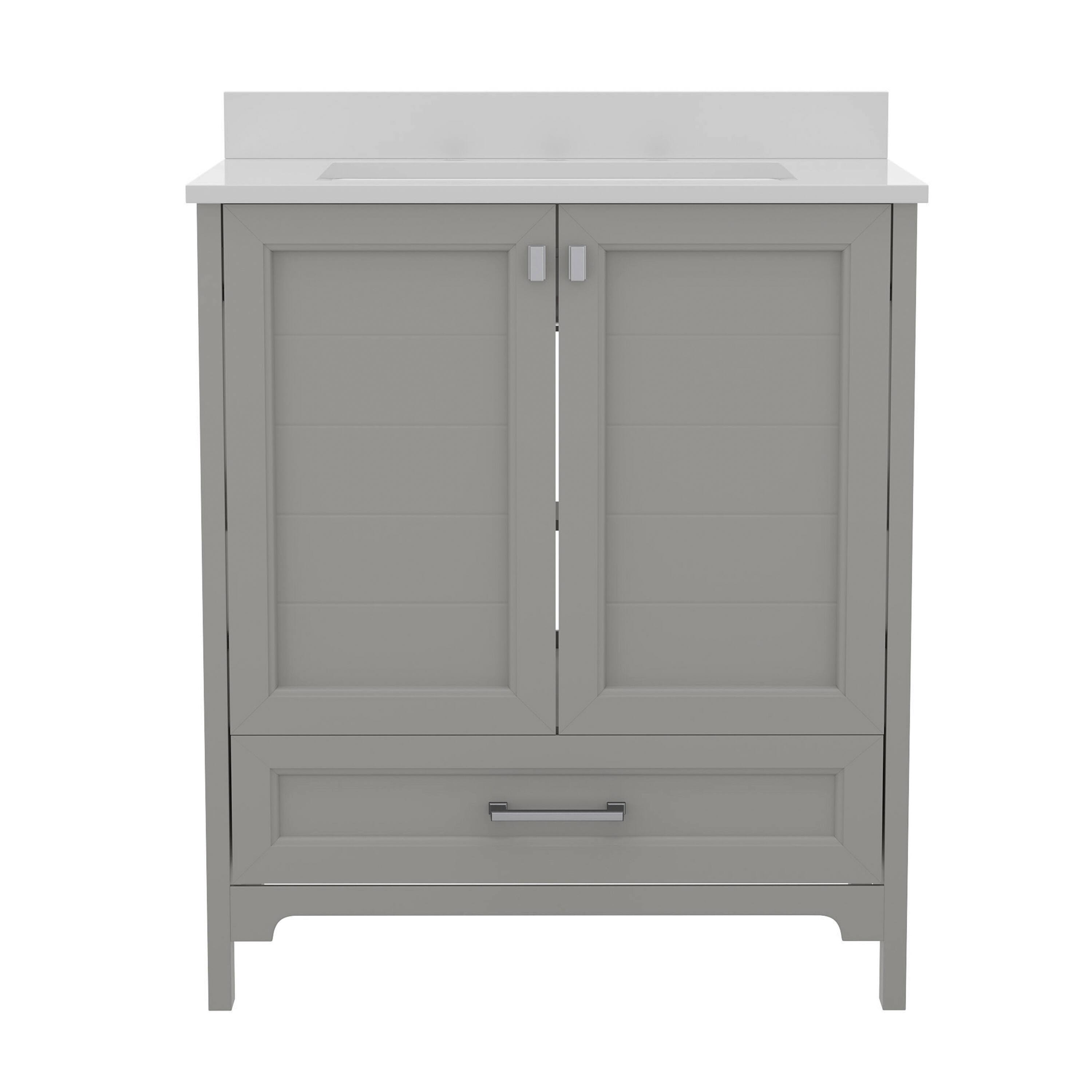 Alt View 7. Emma + Oliver - Bathroom Vanity w/ Ceramic Undermount Sink, Cabinet, Bottom Drawer - Gray.