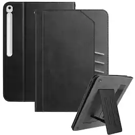 Dteck - Retro PU Leather Folio Case for Samsung Galaxy Tab S10 FE+ 2025 13.1" (SM-X620),Shockproof Flip Card Slot Holder Cover - Black