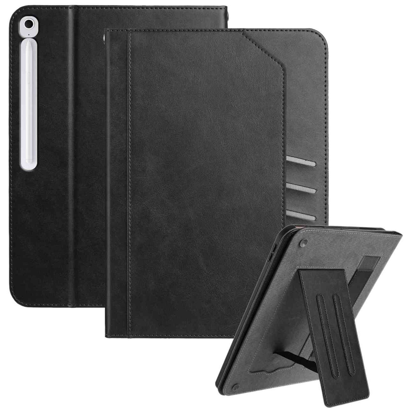 Dteck - Retro PU Leather Folio Case for Samsung Galaxy Tab S10 FE+ 2025 13.1" (SM-X620),Shockproof Flip Card Slot Holder Cover - Black