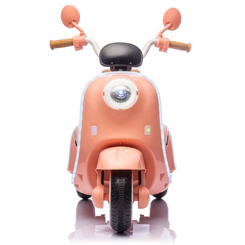 Angle. BreeBe - 12V Kids Ride On 3-Wheel Electric Motorcycle, 2WD, Waterfall Light, Storage, Anti-Slip Backrest, Bluetooth,  Ages 3-6 - Pink.