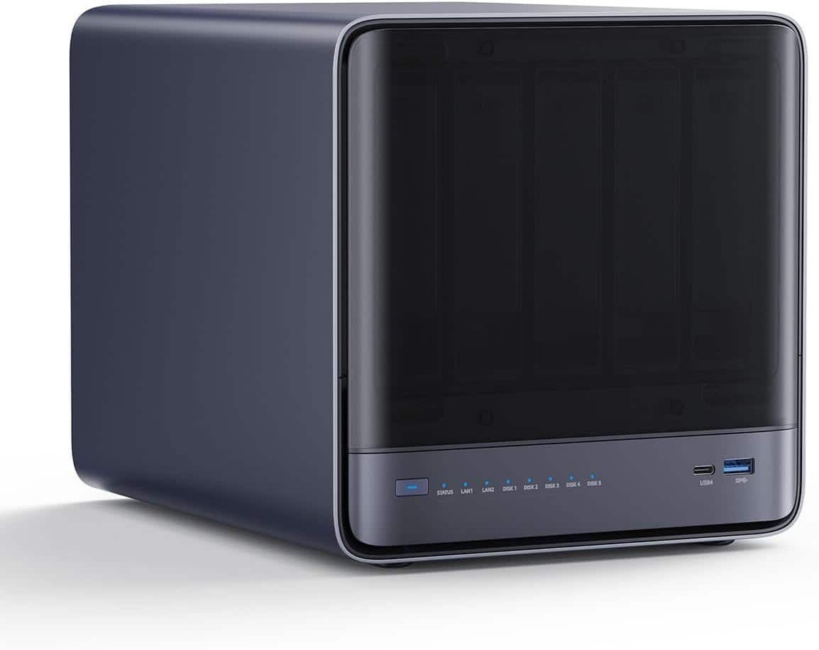 Minisforum - N5 MAX 5-Bay Desktop NAS, AMD Ryzen AI Max+ 395(16C/32T), Capacity 200TB, 64G LPDDR5x, 128G SSD