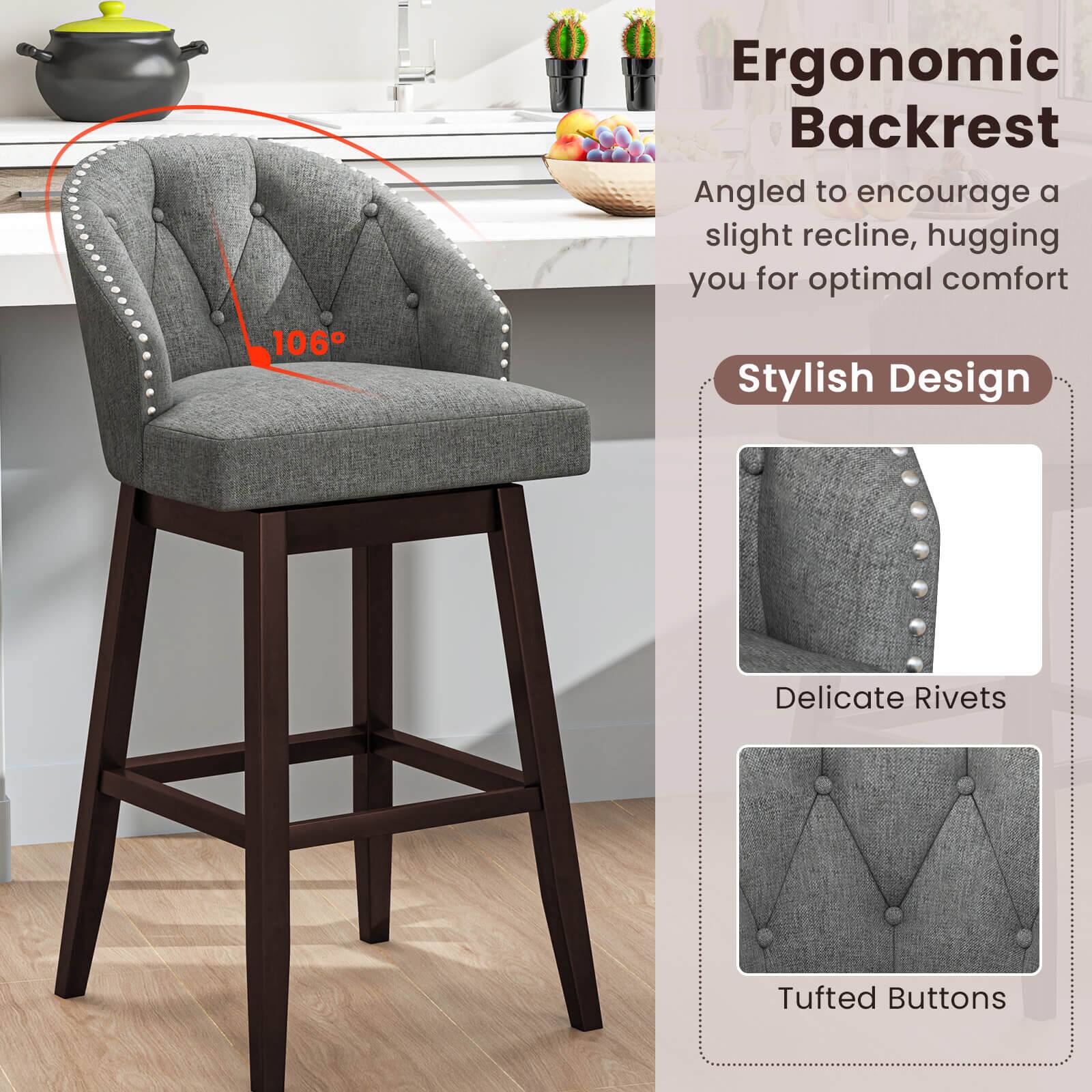 Ergonomic Backrest Angled to encourage a slight recline, hugging you for optimal comfort. 106 Stylish Design Delicate Rivets Tufted Buttons.