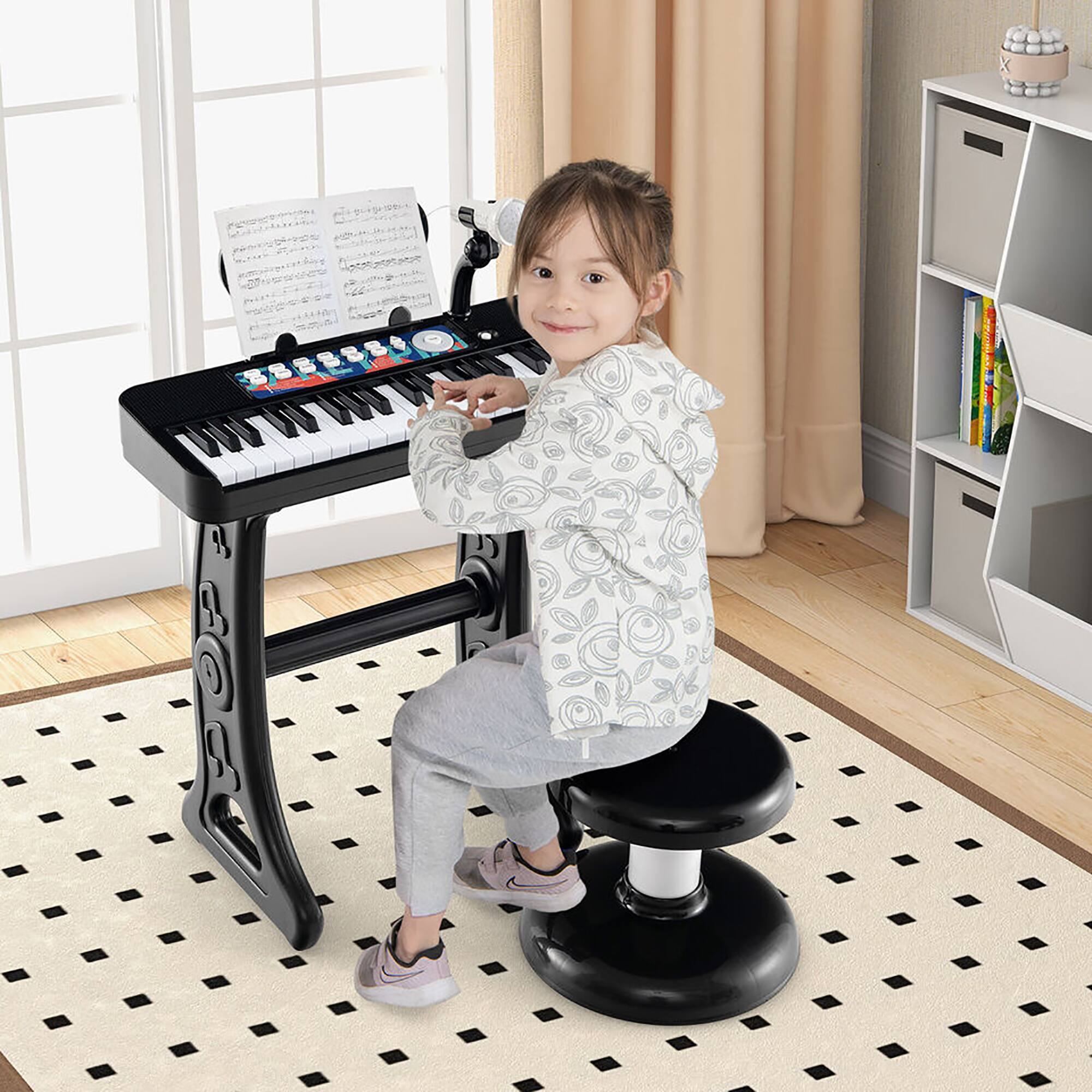Alt View 1. Gymax - Gymax 37-Key Kids Piano Keyboard Toy Musical Electronic Instrument w/ Stool Black - Black.