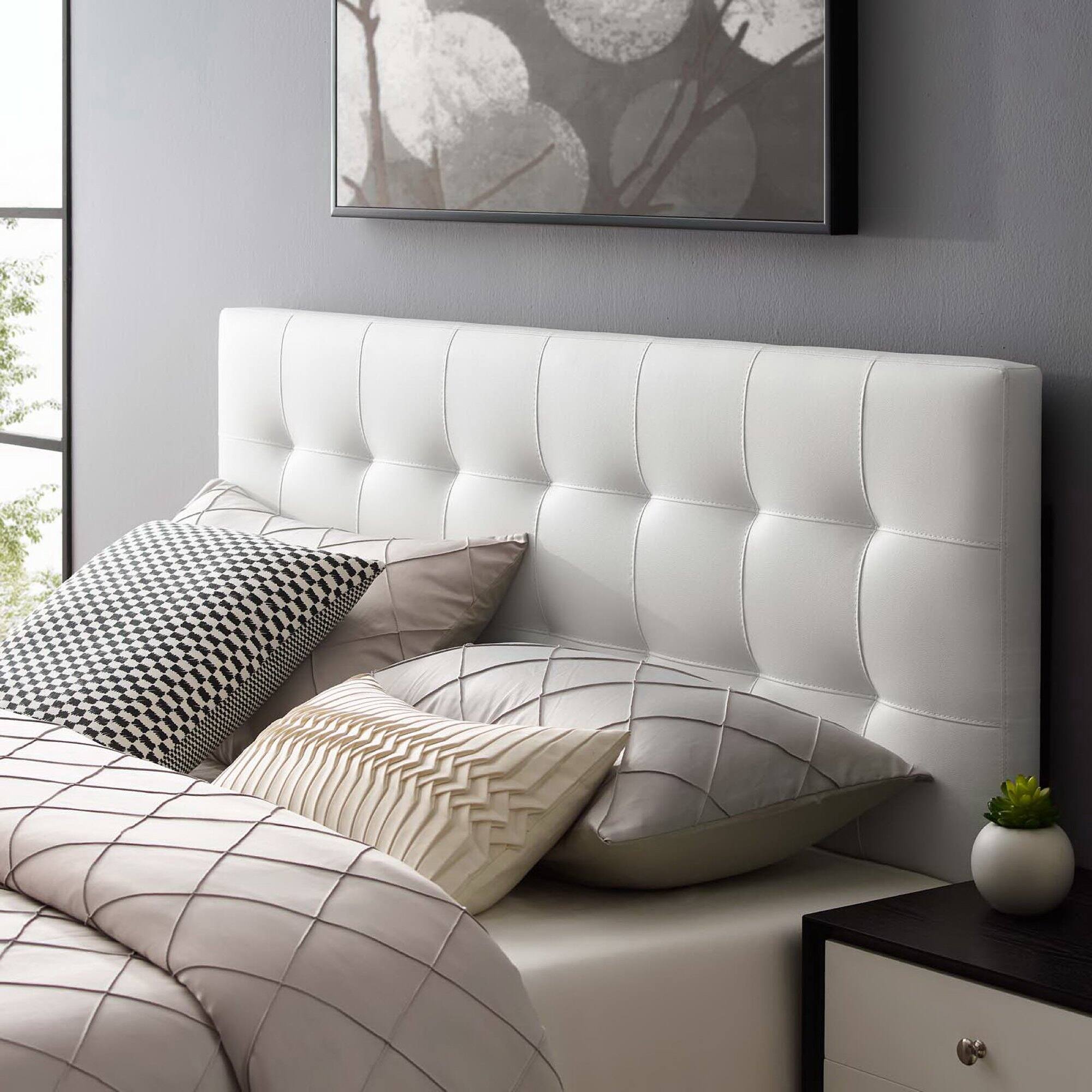Back. Modway - Lily Upholstered Vinyl Full Headboard by Modway - White.