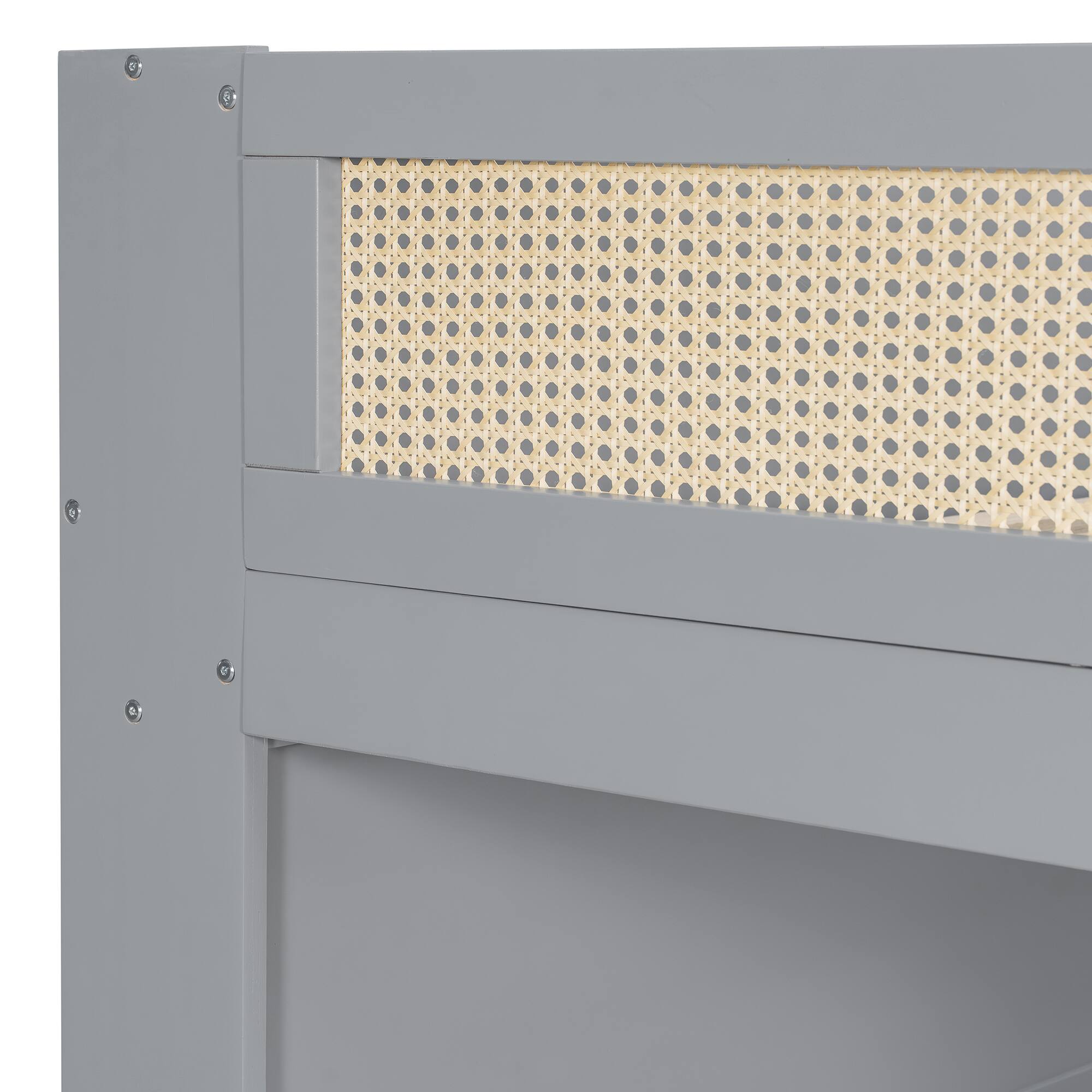 Alt View 1. Anysun - Twin over Full Bunk Bed with Shelf and LED - Grey.