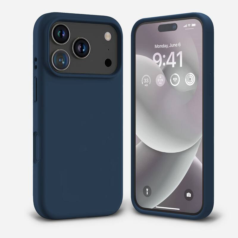 Entronix - Soft-Touch Liquid Silicone Case for iPhone 17 Pro - Navy Blue