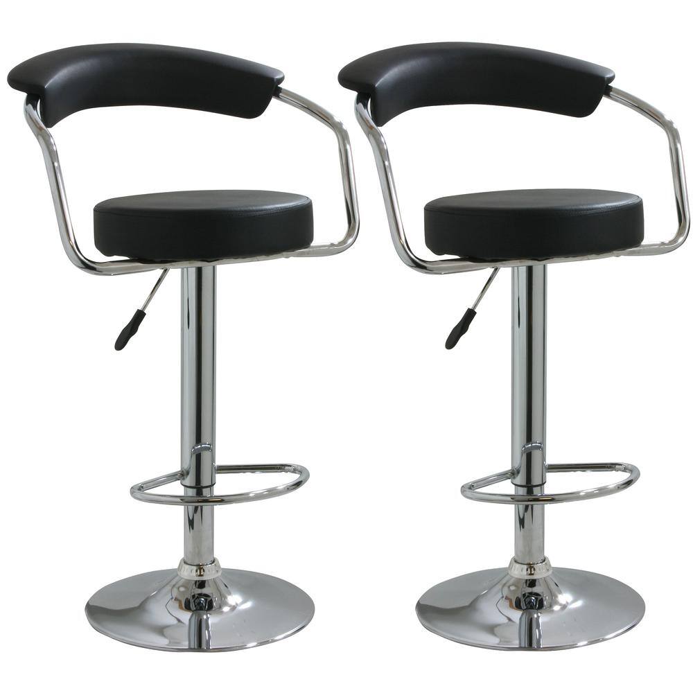 Front. AmeriHome - Classic Elegant Adjustable Height Bar Stool - 2 Piece - Black.