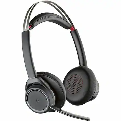 Front. Poly - Poly Voyager Focus B825 UC Headset - Google Assistant, Siri - Stereo - USB Type A - Wireless - Bluetooth - 98.4 ft - 20 - Black.