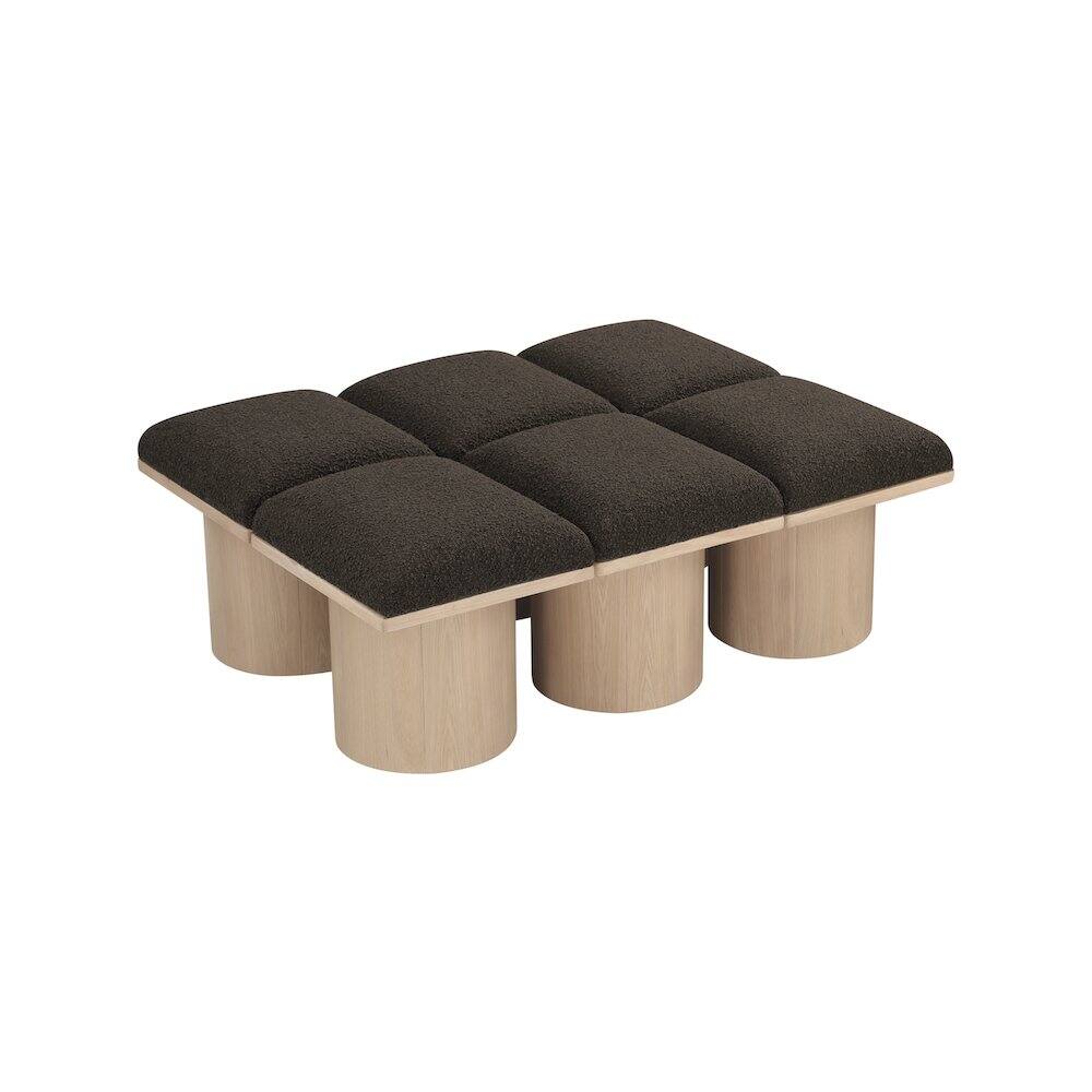 Alt View 3. Meridian Furniture - Pavilion Brown Boucle Fabric Bench - Brown.