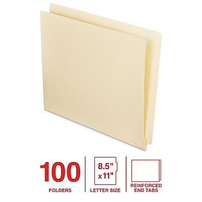 Staples End Tab File Folder, Straight Cut, Letter Size, Reinforced Tab ...