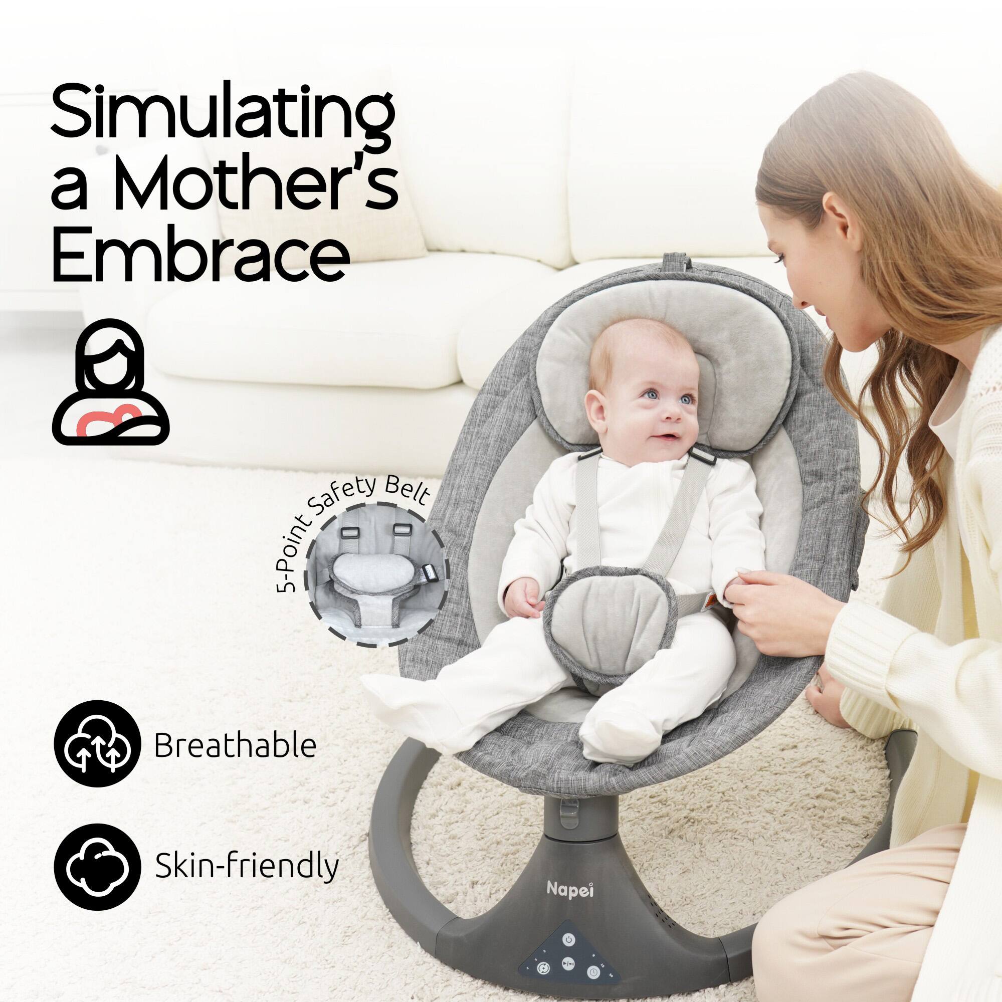 Simulating a Mother's Embrace

- 5-Point Safety Belt
- Breathable
- Skin-friendly

Napei
