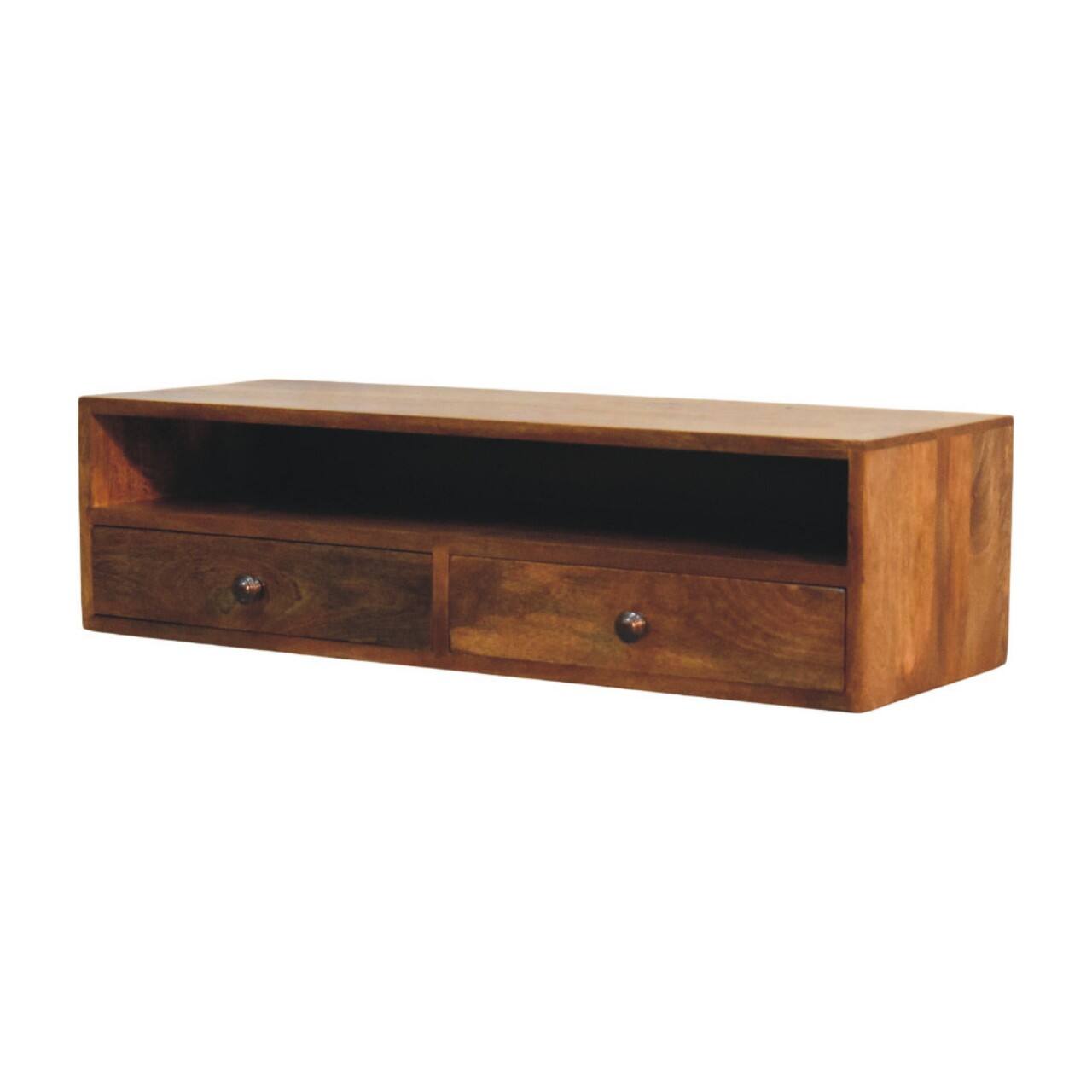 Left. Artisan Furniture - Amber Open Media Unit, 2 Drawers, 1 Open Shelf, Brown - Brown.