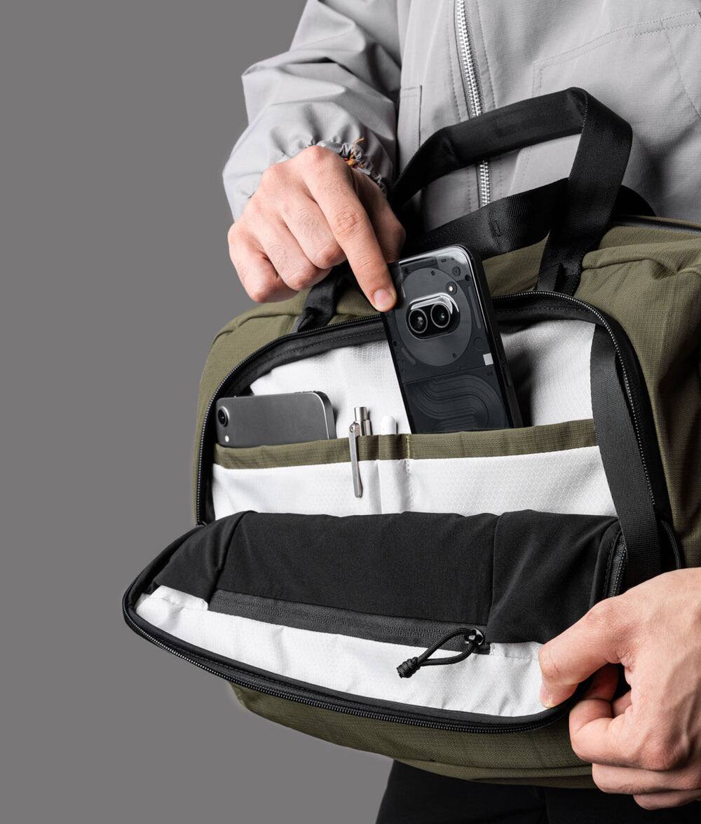 Alt View 1. ALPAKA - Bravo Brief 16 Inch Laptop Briefcase,Messenger Bag for Men and Women, Business Shoulder Bag for Work Travel - Green Axoflux 400D Ripstop Nylon.