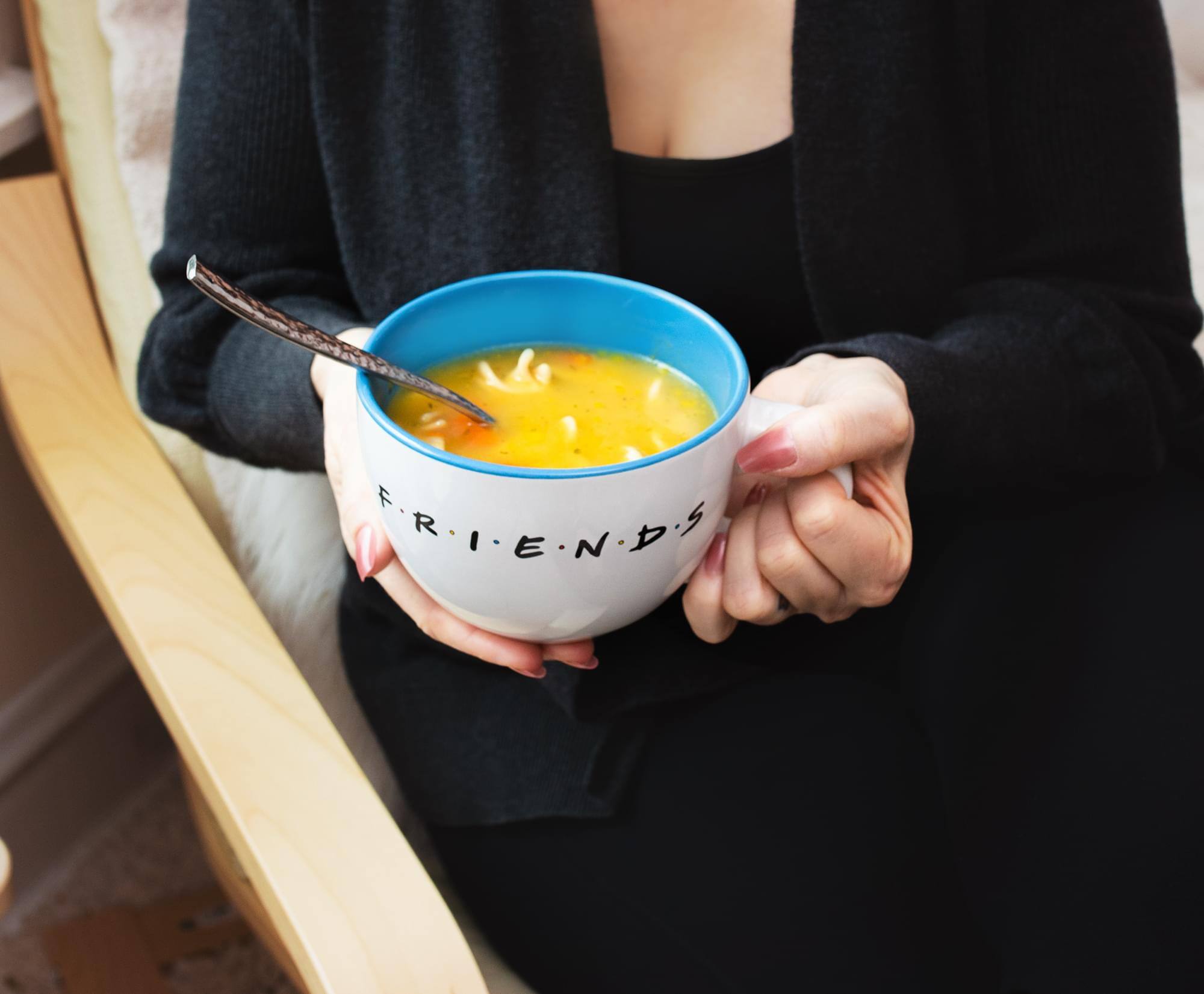 Alt View 5. Silver Buffalo - Friends Doodle Logo Ceramic Soup Mug | Holds 24 Ounces - White.