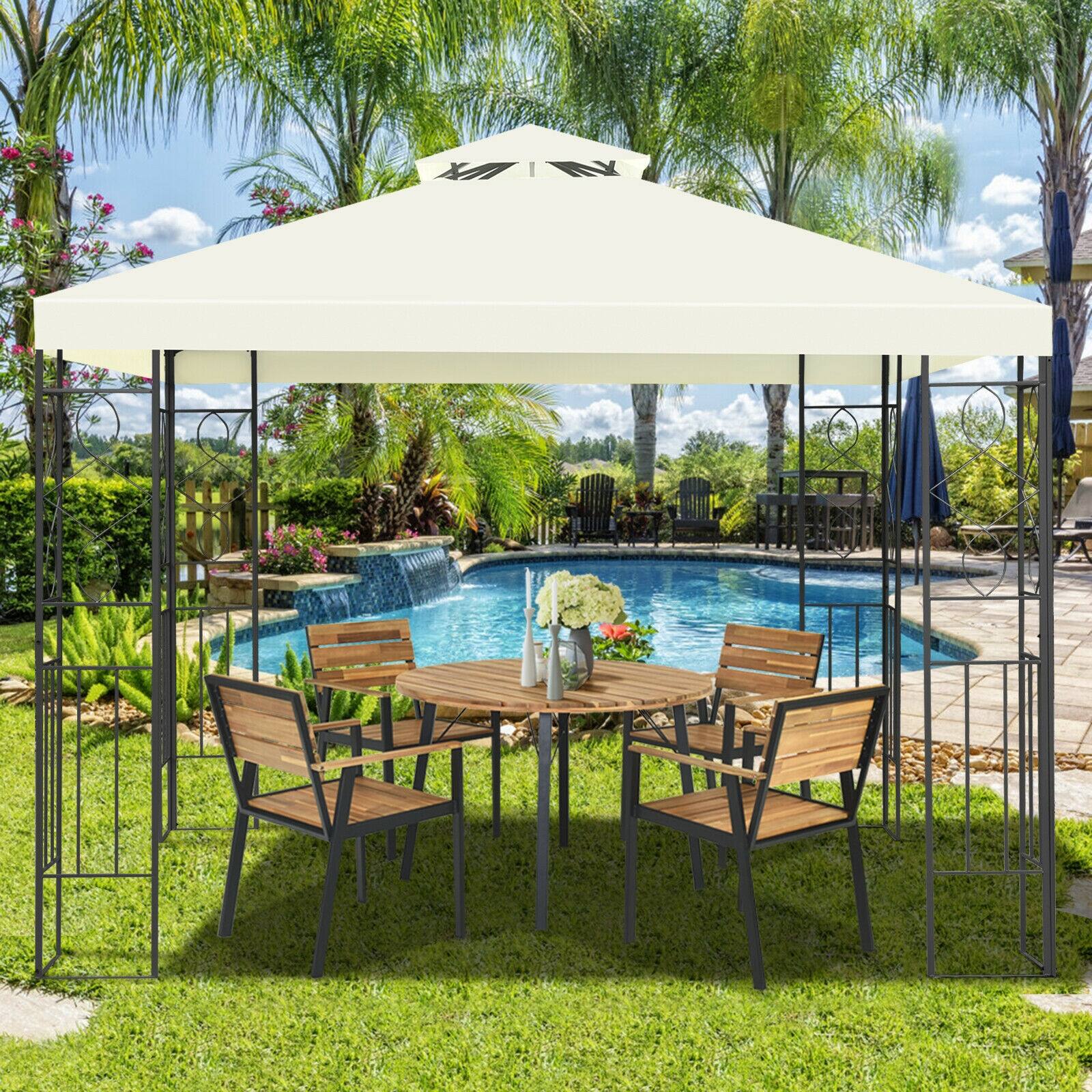 Alt View 1. Ecooso - 2 Tiers 10 x 10 Feet Patio Gazebo Canopy Tent - White.