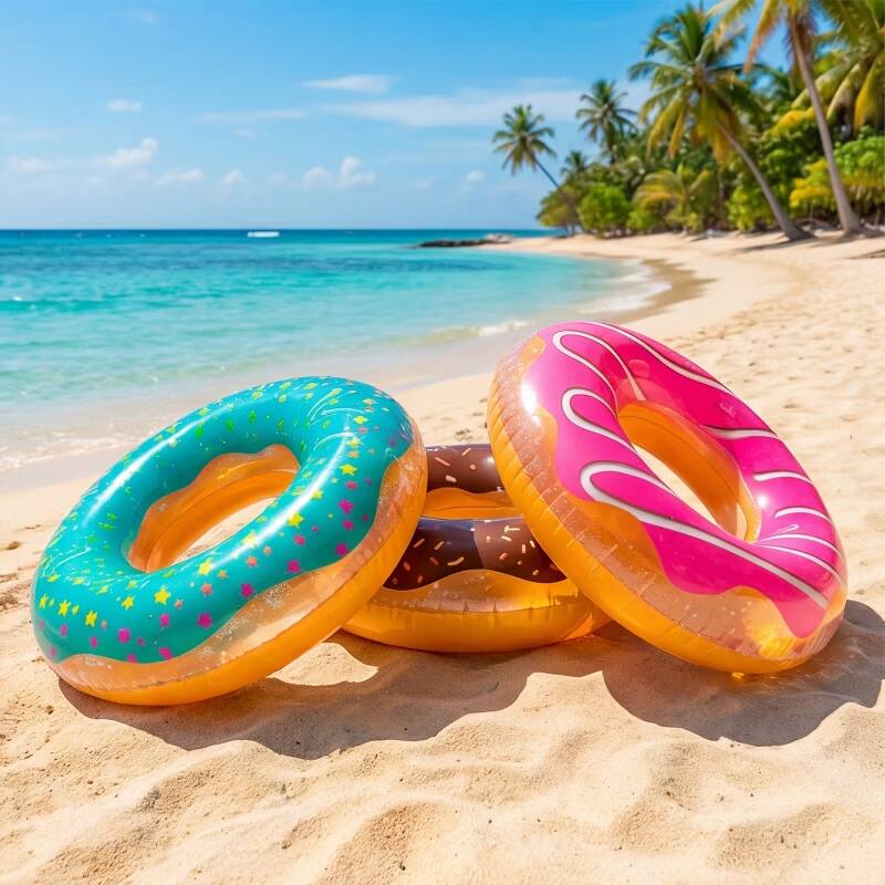 Angle. Joyfy - 3 Packs Inflatable Pool Float, Swimming Pool Tube for Kids Adults, Donut Floatie Ring Water Toys for Summer Beach Party.