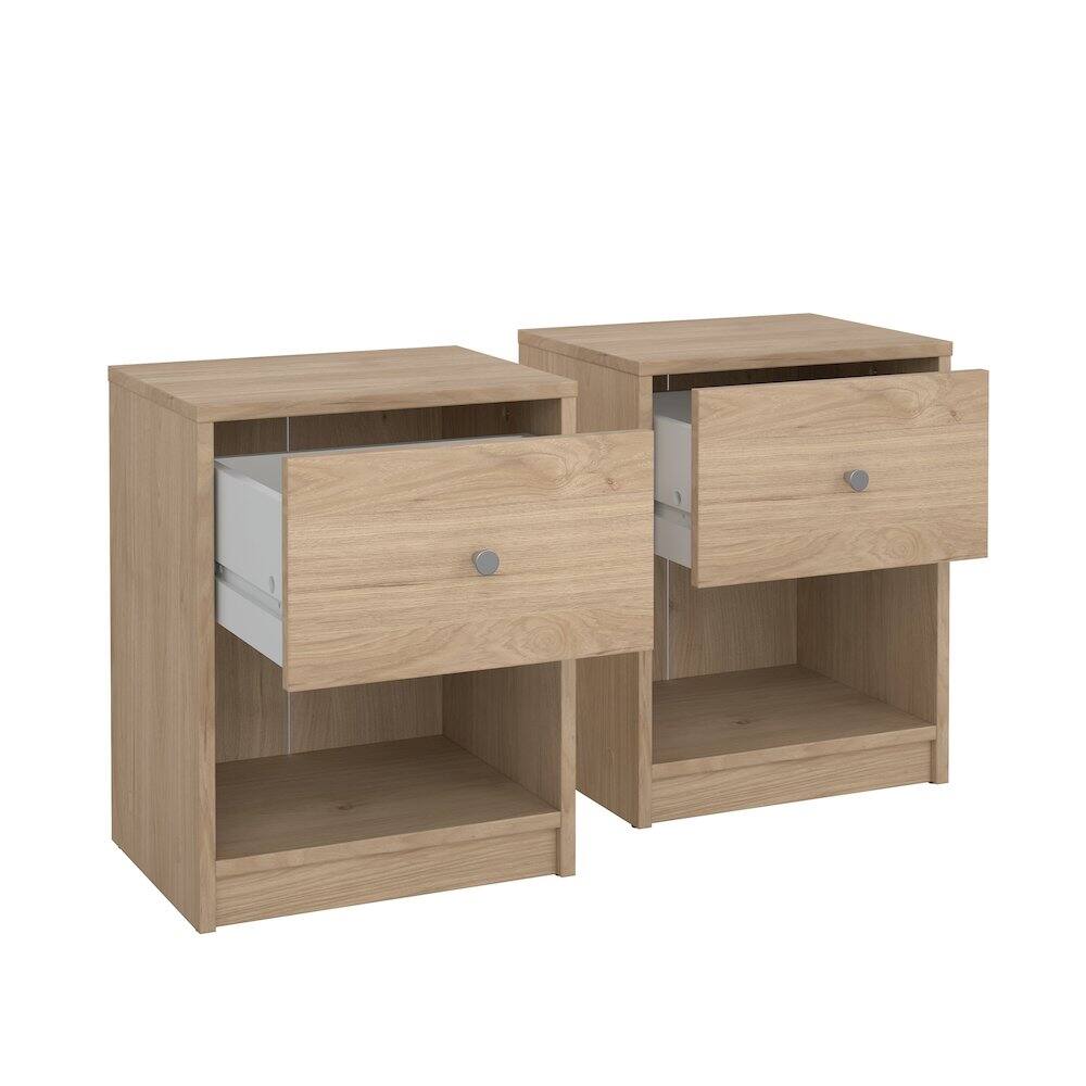 Alt View 4. Tvilum - Portland 1 Drawer Nightstand - Set of 2, Jackson Hickory - Brown.