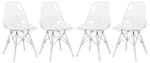 Front. LeisureMod - Cresco 4-Pieces Modern Plastic Dining Chair with Chrome Support Base and Acrylic Legs - Clear.