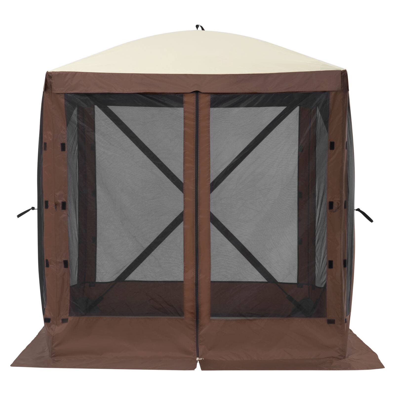 VEVOR - Pop Up Gazebo Tent, Pop-Up Screen Tent 4 Sided Canopy Sun Shelter with 4 Removable Privacy Wind Cloths & Mesh Windows - Brown